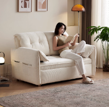 意式奶油风猫抓皮婴儿绒艺客厅沙发组合海绵松木底直排单位踏