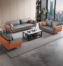 香尔特（Xiangerte）办公家具商务沙发接待会客室皮艺沙发休闲简约风真皮3+1+1+长茶几